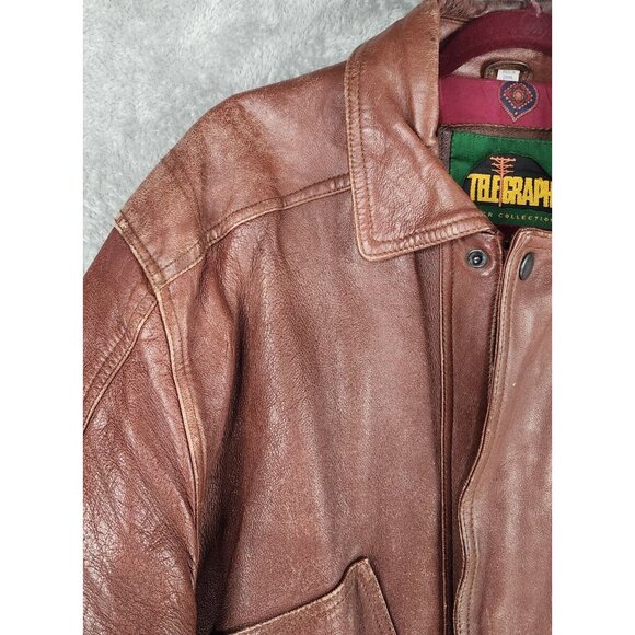 Telegraph by Cooper Leather Jacket Mens Size 40 Brown Full Zip Vintage Bomber - Picture 12 of 16